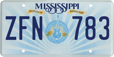 MS license plate ZFN783