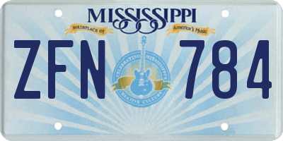MS license plate ZFN784
