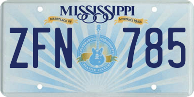 MS license plate ZFN785