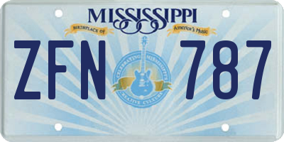 MS license plate ZFN787