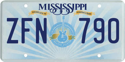 MS license plate ZFN790