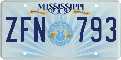 MS license plate ZFN793