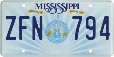 MS license plate ZFN794