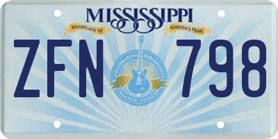 MS license plate ZFN798