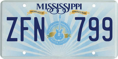 MS license plate ZFN799