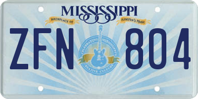 MS license plate ZFN804