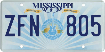 MS license plate ZFN805