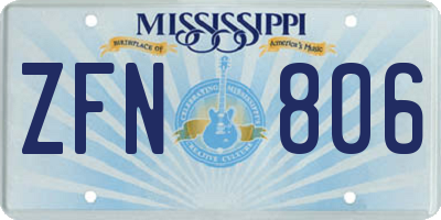 MS license plate ZFN806