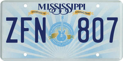 MS license plate ZFN807