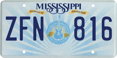 MS license plate ZFN816