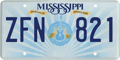 MS license plate ZFN821
