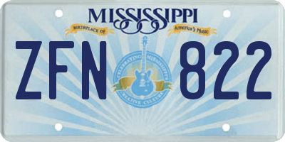 MS license plate ZFN822