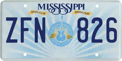 MS license plate ZFN826