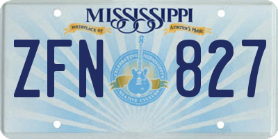 MS license plate ZFN827