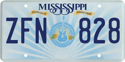 MS license plate ZFN828