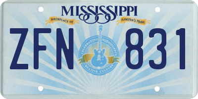 MS license plate ZFN831