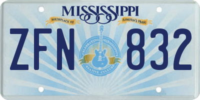 MS license plate ZFN832