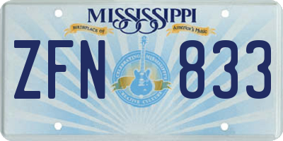 MS license plate ZFN833