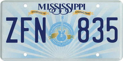 MS license plate ZFN835