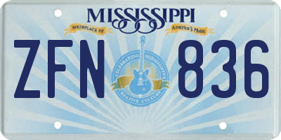 MS license plate ZFN836