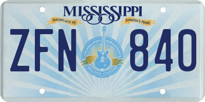 MS license plate ZFN840