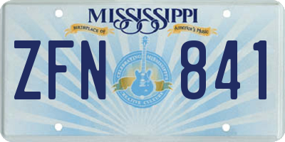 MS license plate ZFN841