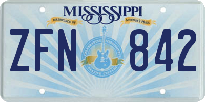 MS license plate ZFN842