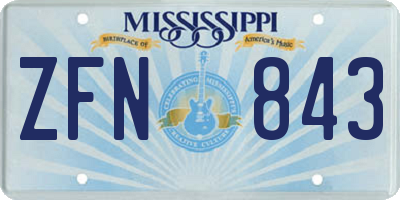 MS license plate ZFN843