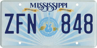 MS license plate ZFN848