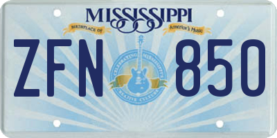 MS license plate ZFN850
