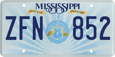 MS license plate ZFN852