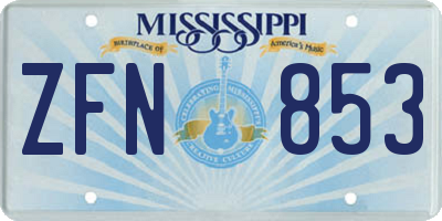 MS license plate ZFN853