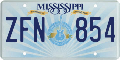 MS license plate ZFN854
