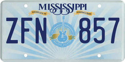 MS license plate ZFN857