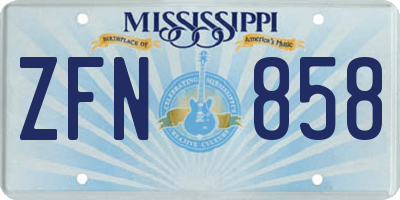 MS license plate ZFN858
