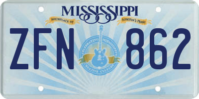 MS license plate ZFN862