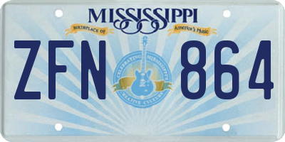 MS license plate ZFN864