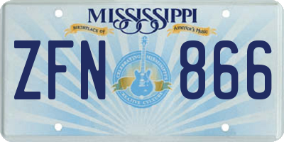 MS license plate ZFN866