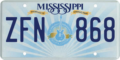 MS license plate ZFN868