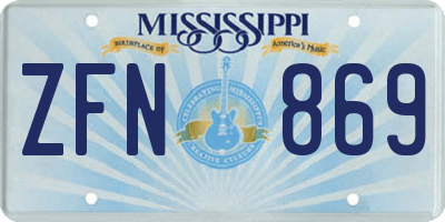 MS license plate ZFN869