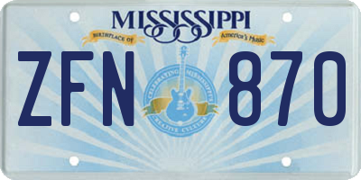 MS license plate ZFN870