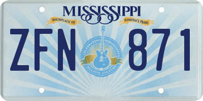 MS license plate ZFN871
