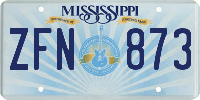 MS license plate ZFN873