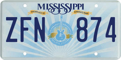 MS license plate ZFN874