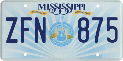 MS license plate ZFN875