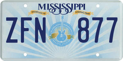 MS license plate ZFN877