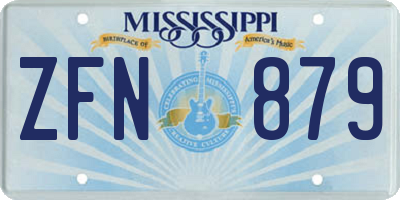 MS license plate ZFN879