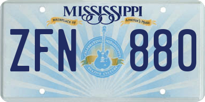 MS license plate ZFN880