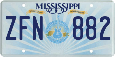 MS license plate ZFN882