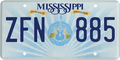 MS license plate ZFN885